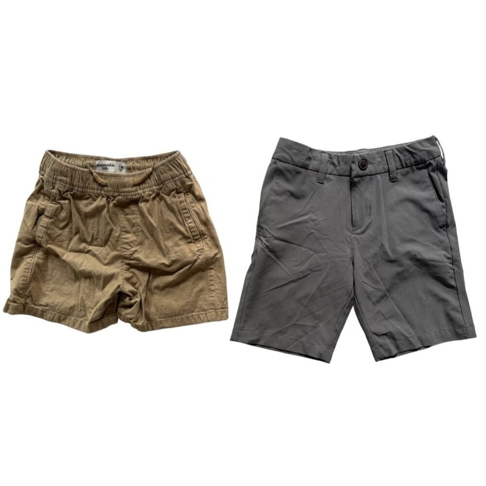 abercrombie kids Boys Shorts Lot of 2 Khaki and Gray Size 7/8 Elastic Waist
